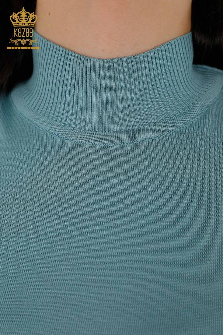 Women's Knitwear Standing Collar Mint - 16168 | KAZEE