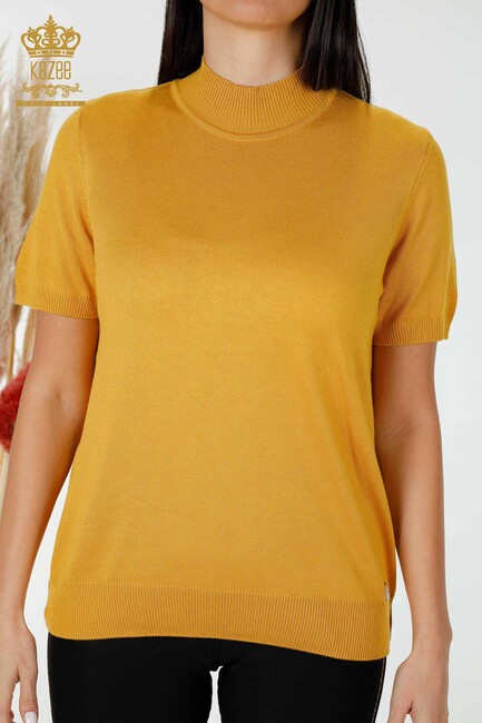 Women's Knitwear Standing Collar Saffron - 16168 | KAZEE - Thumbnail