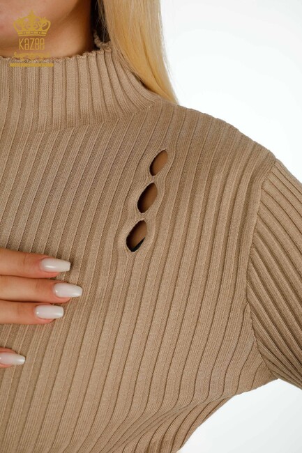 Women's Knitwear Hole Detailed Beige - 30395 | KAZEE - Thumbnail