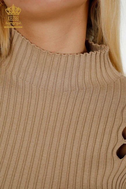 Women's Knitwear Hole Detailed Beige - 30395 | KAZEE - Thumbnail