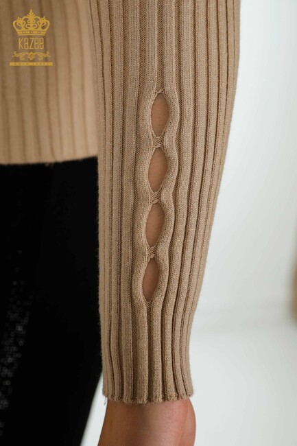 Women's Knitwear Hole Detailed Beige - 30395 | KAZEE - Thumbnail