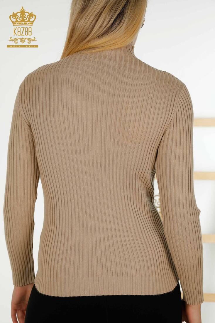 Women's Knitwear Hole Detailed Beige - 30395 | KAZEE