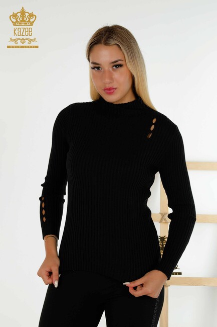 Women's Knitwear Hole Detailed Black - 30395 | KAZEE - Thumbnail