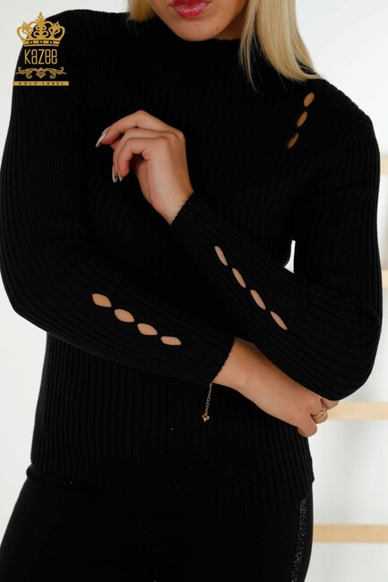 Women's Knitwear Hole Detailed Black - 30395 | KAZEE - Thumbnail