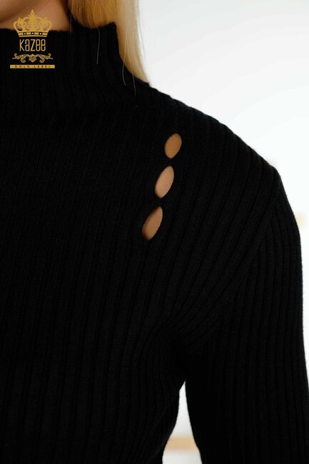 Women's Knitwear Hole Detailed Black - 30395 | KAZEE - Thumbnail