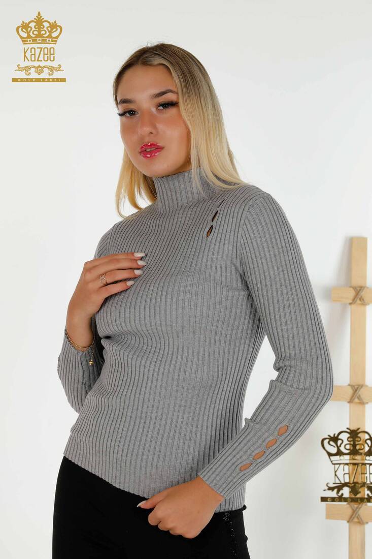 Women's Knitwear Hole Detailed Gray - 30395 | KAZEE