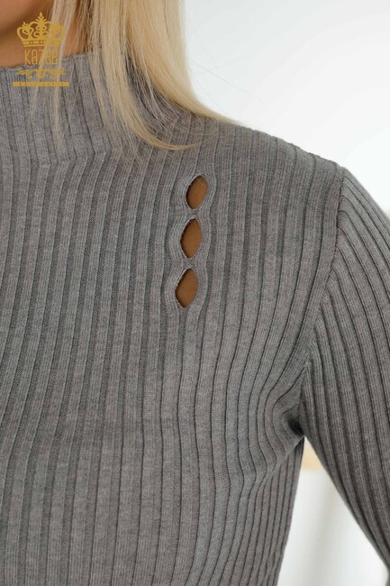 Women's Knitwear Hole Detailed Gray - 30395 | KAZEE - Thumbnail