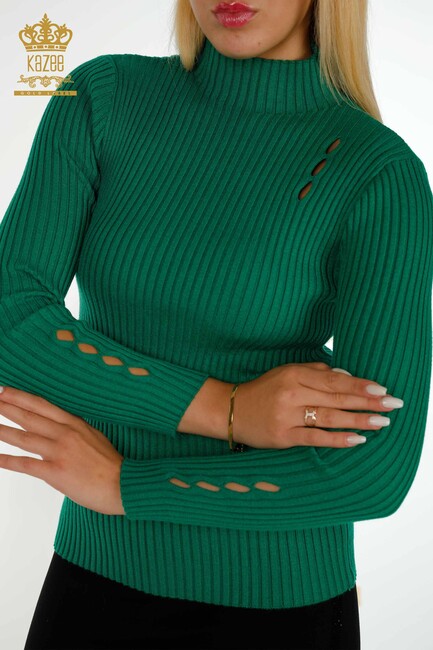 Women's Knitwear Hole Detailed Green - 30395 | KAZEE - Thumbnail