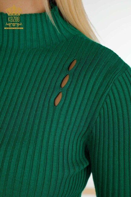 Women's Knitwear Hole Detailed Green - 30395 | KAZEE - Thumbnail