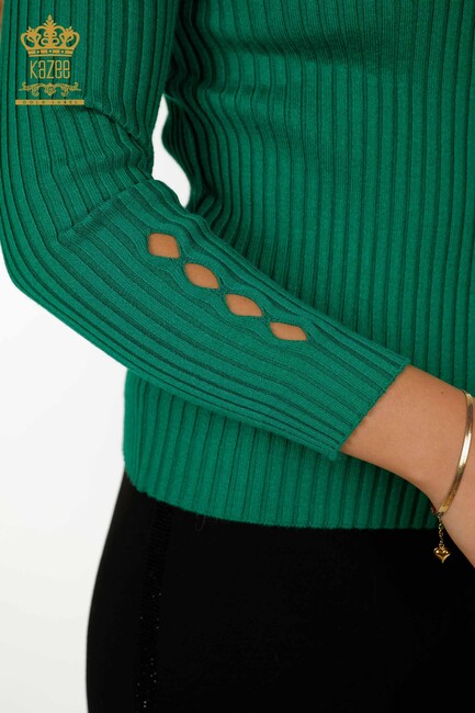 Women's Knitwear Hole Detailed Green - 30395 | KAZEE - Thumbnail