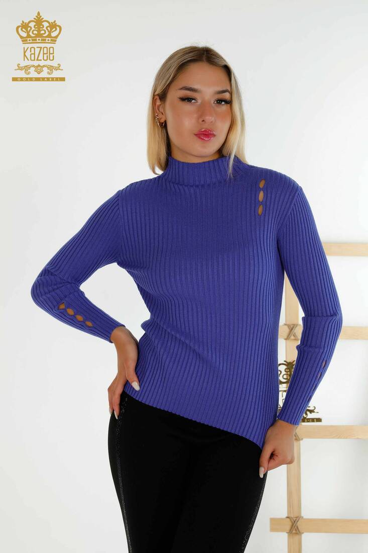 Women's Knitwear Hole Detailed Violet - 30395 | KAZEE