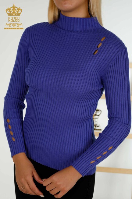 Women's Knitwear Hole Detailed Violet - 30395 | KAZEE - Thumbnail