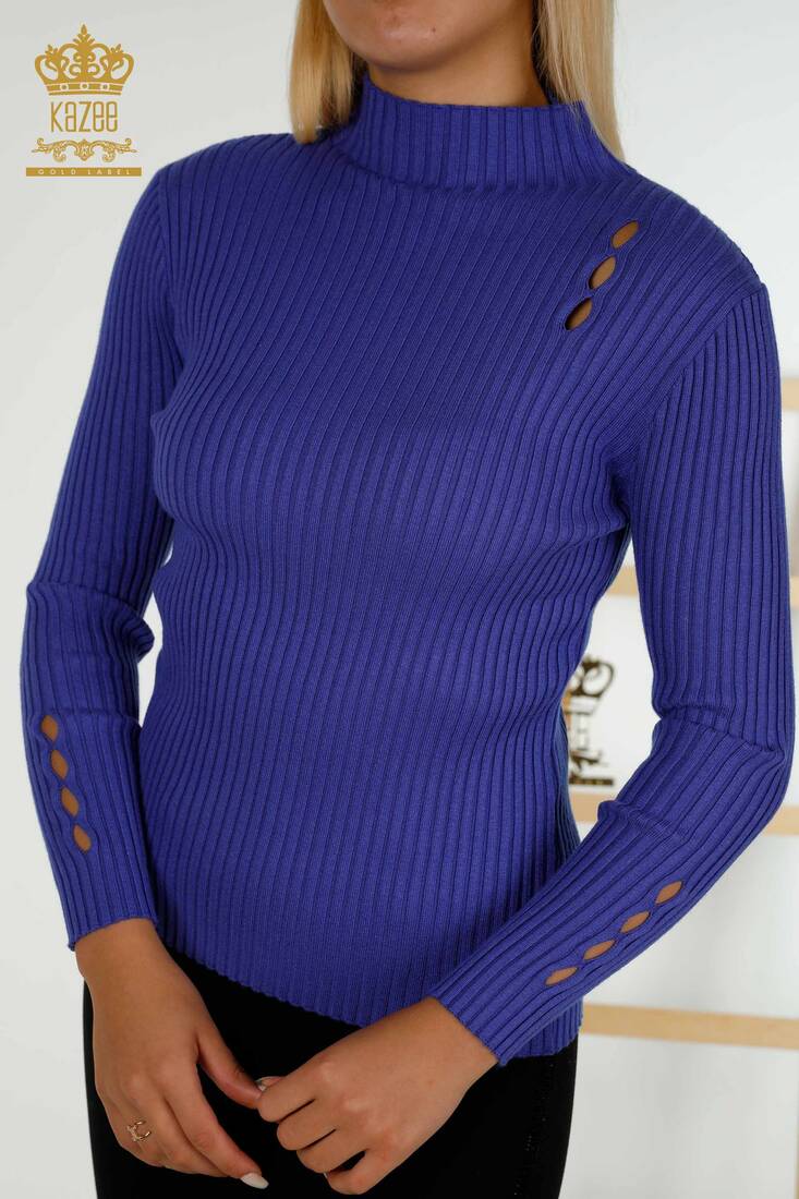 Women's Knitwear Hole Detailed Violet - 30395 | KAZEE