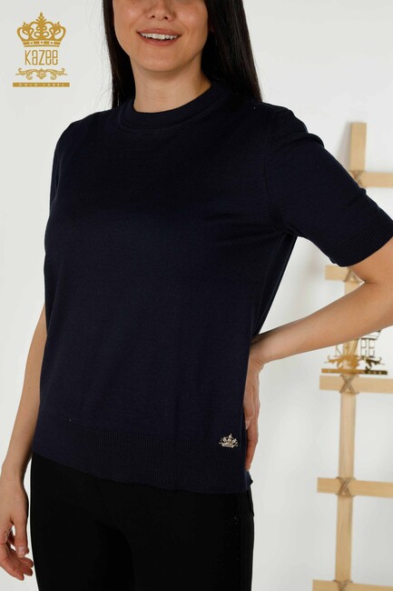 Women's Knitwear Kazee Logo Navy Blue - 30254 | KAZEE - Thumbnail