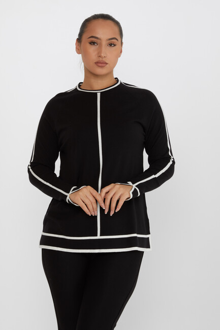 Women's Knitwear Striped Detail Black - 31675 | KAZEE - Thumbnail