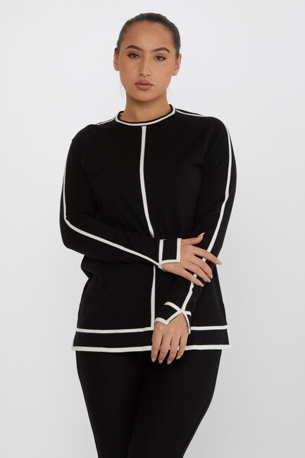 Women's Knitwear Striped Detail Black - 31675 | KAZEE - Thumbnail