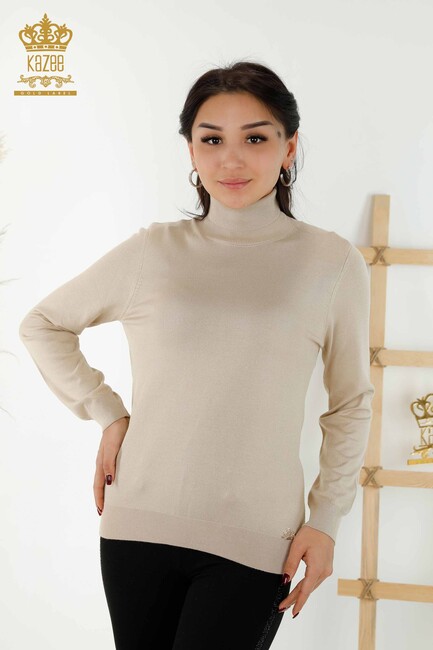 Women's Knitwear Logo Light Beige - 11122 | KAZEE - Thumbnail