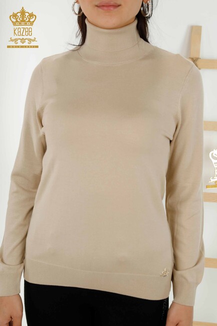 Women's Knitwear Logo Light Beige - 11122 | KAZEE - Thumbnail