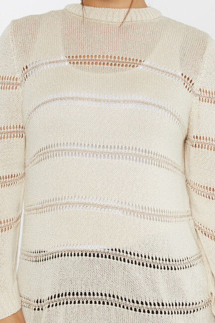 Women's Knitwear Long Sleeve Beige - 30298 | KAZEE - Thumbnail