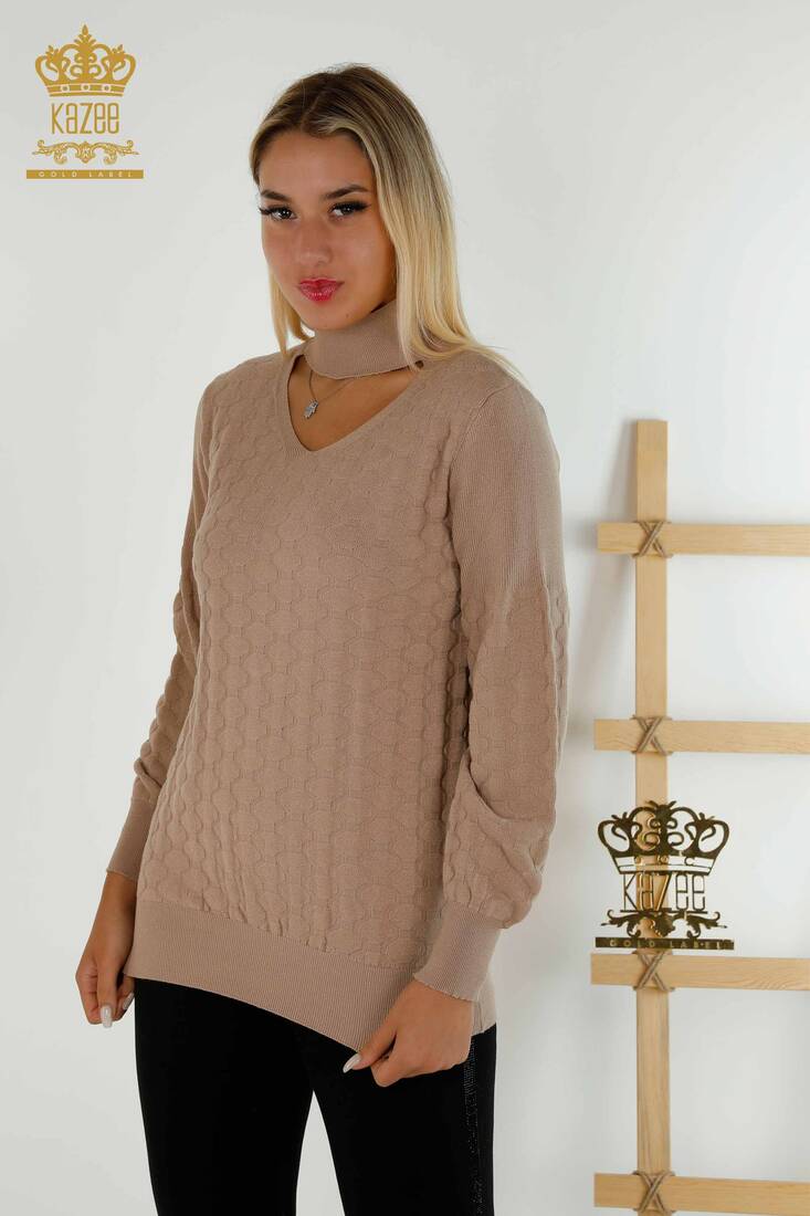 Women's Knitwear Long Sleeve Beige - 30363 | KAZEE