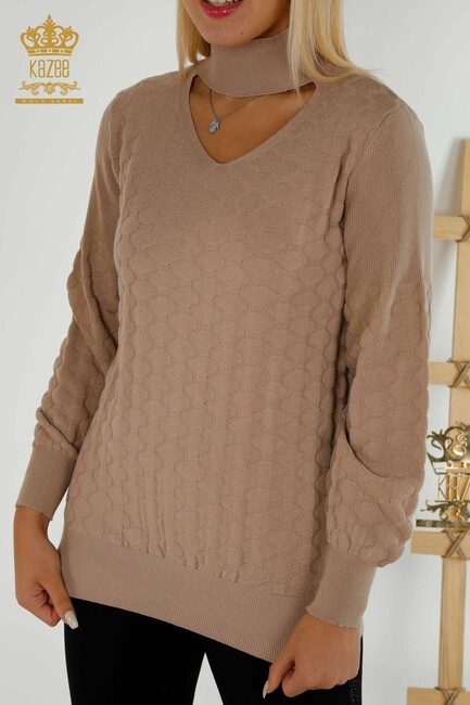 Women's Knitwear Long Sleeve Beige - 30363 | KAZEE - Thumbnail