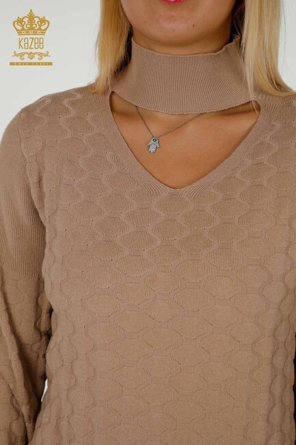 Women's Knitwear Long Sleeve Beige - 30363 | KAZEE - Thumbnail