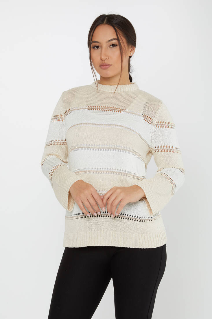 Women's Knitwear Long Sleeve Beige-Bone - 30298 | KAZEE