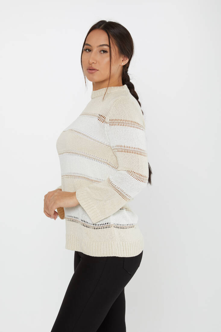 Women's Knitwear Long Sleeve Beige-Bone - 30298 | KAZEE