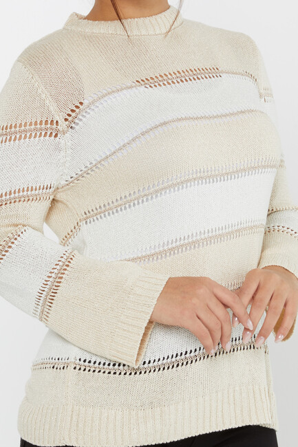 Women's Knitwear Long Sleeve Beige-Bone - 30298 | KAZEE - Thumbnail