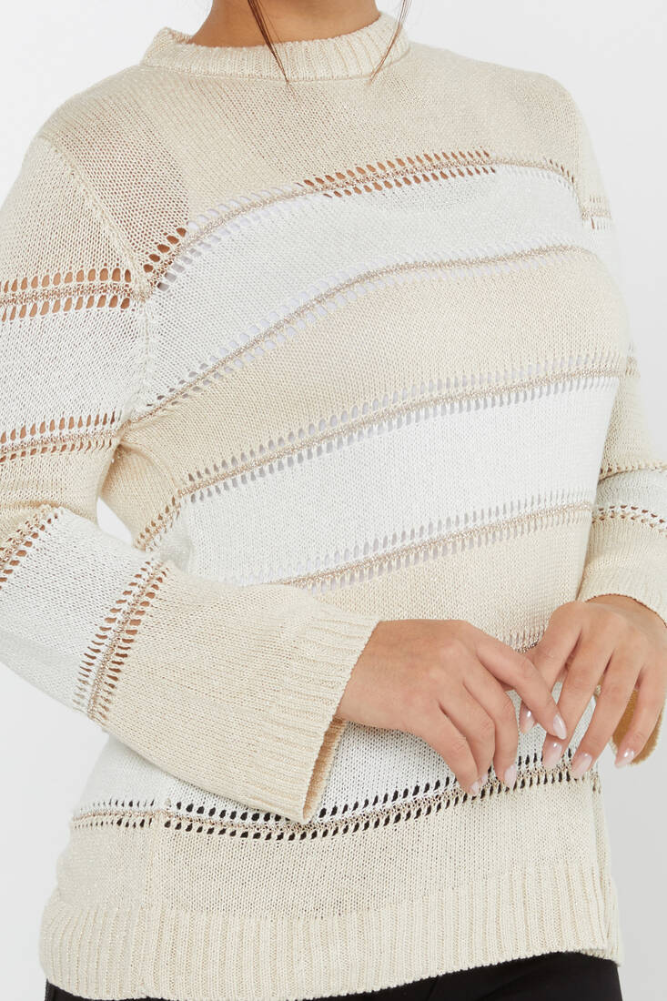 Women's Knitwear Long Sleeve Beige-Bone - 30298 | KAZEE