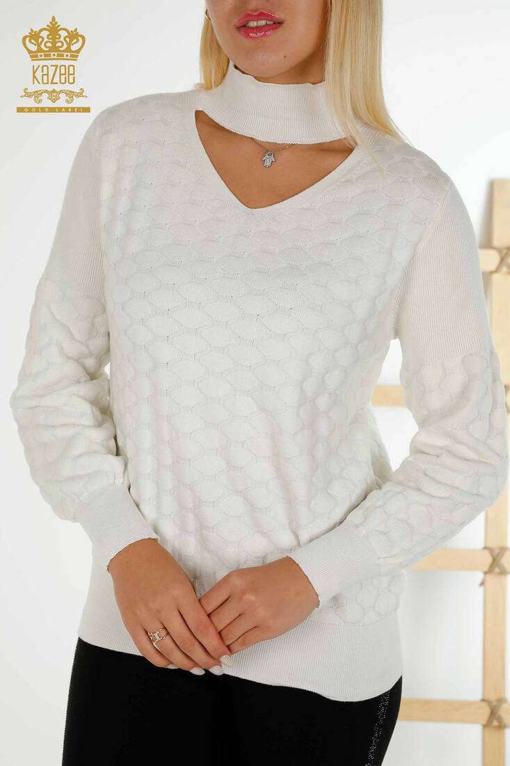 Women's Knitwear Long Sleeve Ecru - 30363 | KAZEE