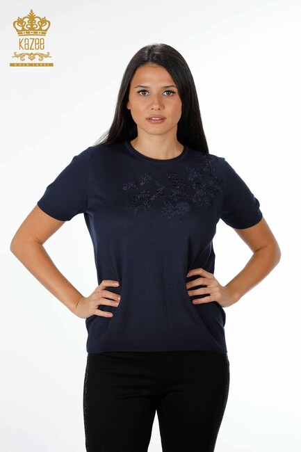 Women's Knitwear Navy Blue - Women's Clothing from Istanbul - 16849 | KAZEE - Thumbnail