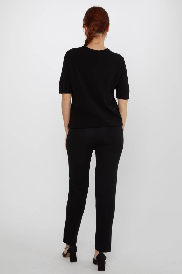 Women's Knitted Trousers Striped Detail Black - 31308 | KAZEE