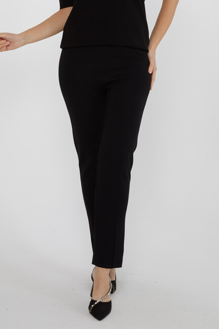 Women's Knitted Trousers Striped Detail Black - 31308 | KAZEE - Thumbnail