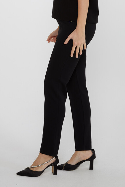 Women's Knitted Trousers Striped Detail Black - 31308 | KAZEE - Thumbnail