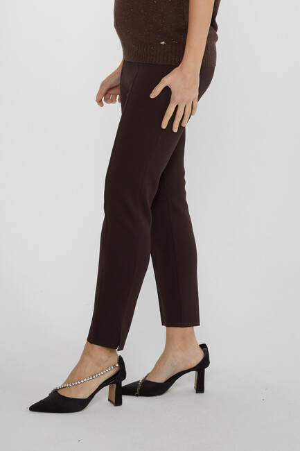 Women's Knitted Trousers Striped Detail Brown - 31308 | KAZEE - Thumbnail