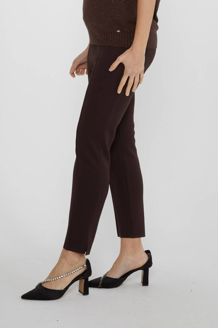 Women's Knitted Trousers Striped Detail Brown - 31308 | KAZEE