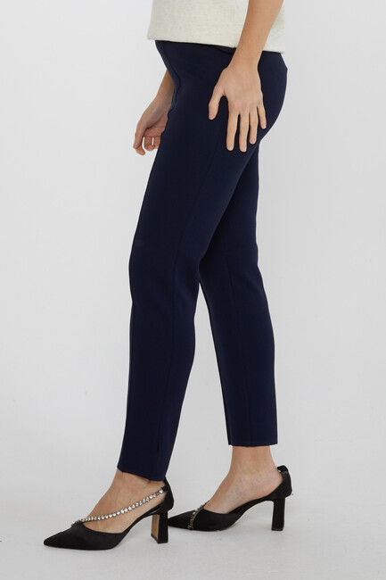 Women's Knitted Trousers Striped Detail Navy Blue - 31308 | KAZEE - Thumbnail