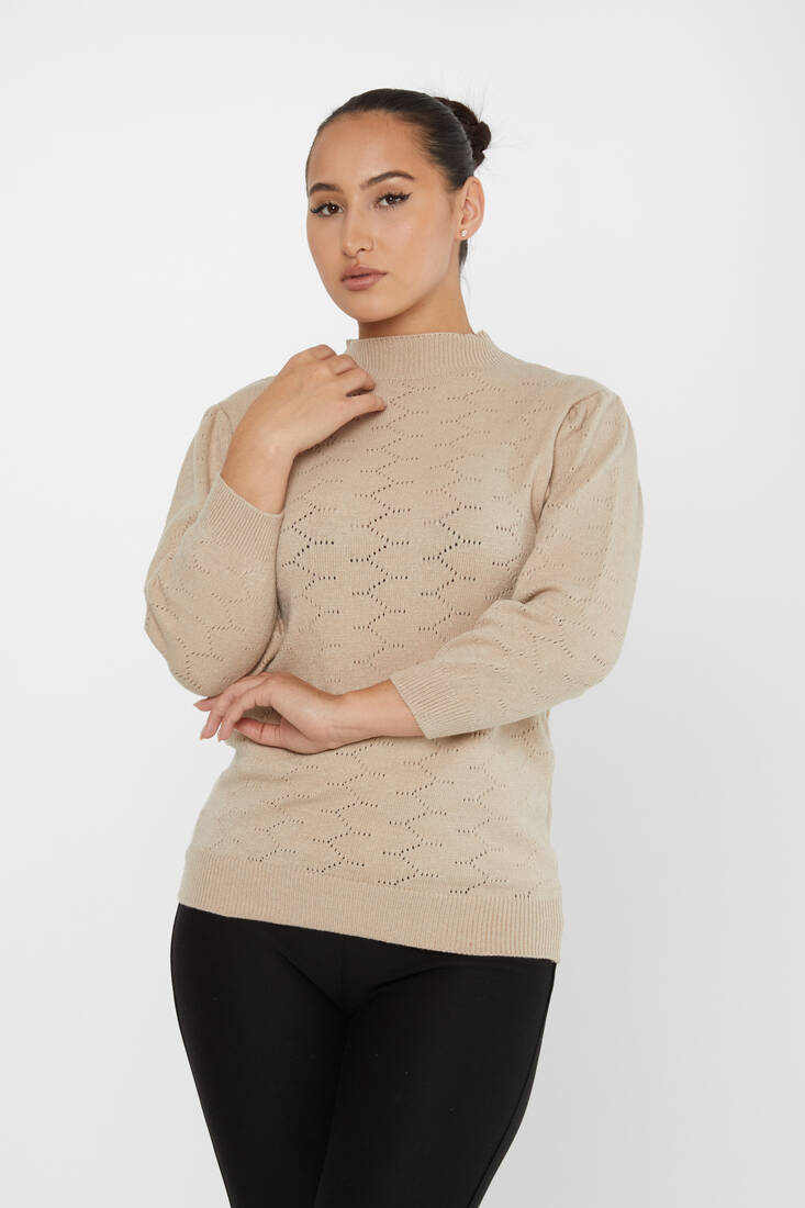 Women's Knitwear Patterned Beige - 30341 | KAZEE