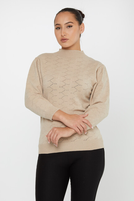 Women's Knitwear Patterned Beige - 30341 | KAZEE - Thumbnail