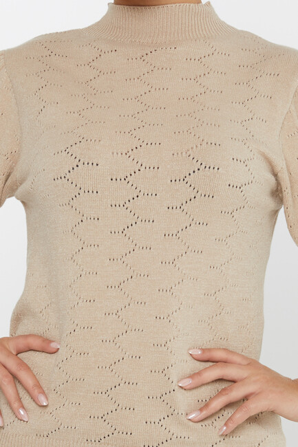 Women's Knitwear Patterned Beige - 30341 | KAZEE - Thumbnail