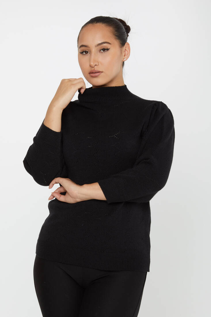 Women's Knitwear Patterned Black - 30341 | KAZEE