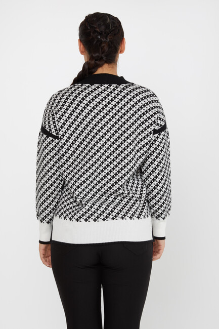 Women's Knitwear Patterned Black-Ecru - 30953 | KAZEE - Thumbnail