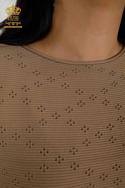 Women's Knitwear Patterned Dark Beige - 30083 | KAZEE - Thumbnail