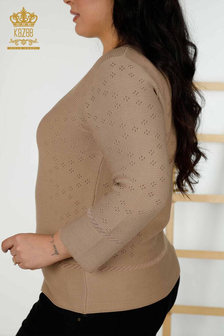 Women's Knitwear Patterned Dark Beige - 30083 | KAZEE