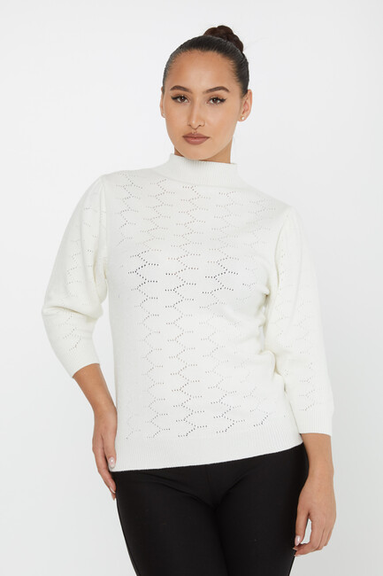 Women's Knitwear Patterned Ecru - 30341 | KAZEE - Thumbnail