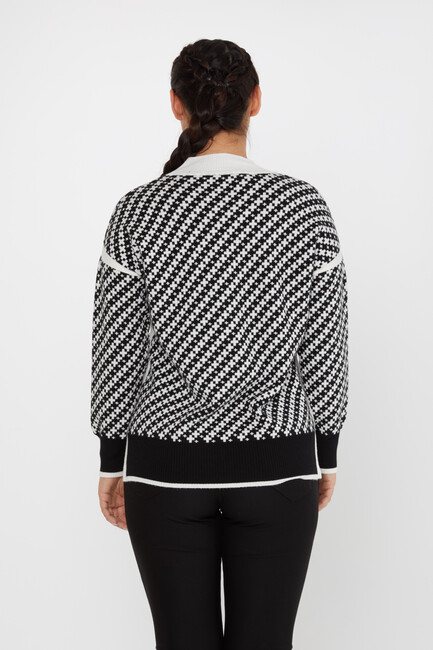 Women's Knitwear Patterned Ecru-Black - 30953 | KAZEE - Thumbnail