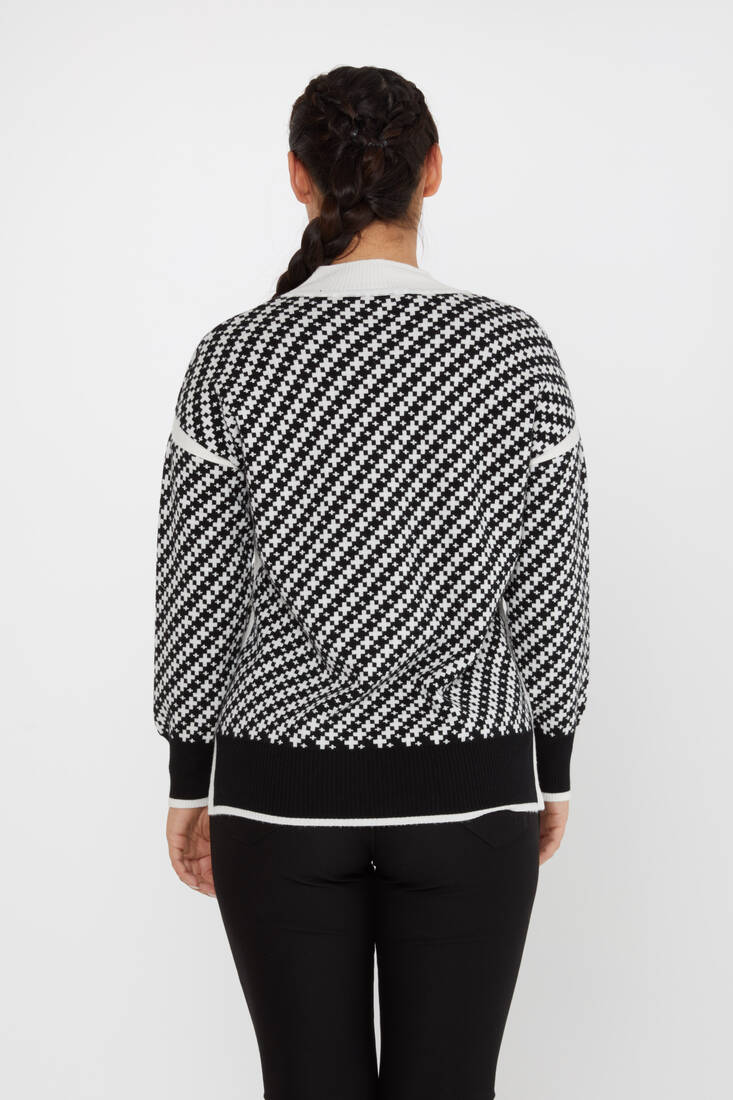 Women's Knitwear Patterned Ecru-Black - 30953 | KAZEE