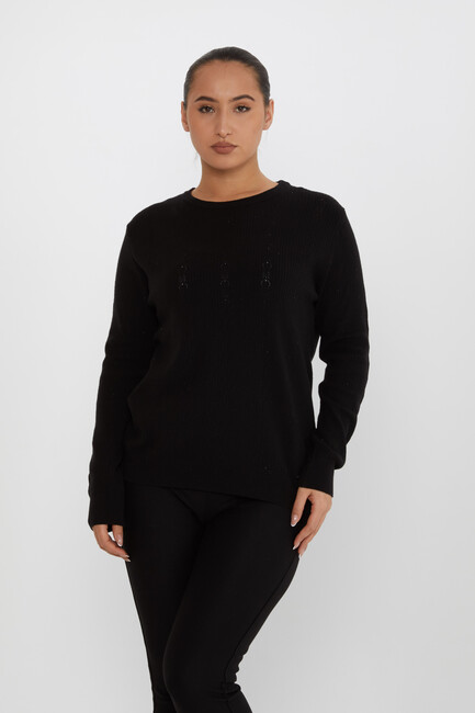 Women's Knitwear Patterned Long Sleeve Black - 31004 | KAZEE - Thumbnail