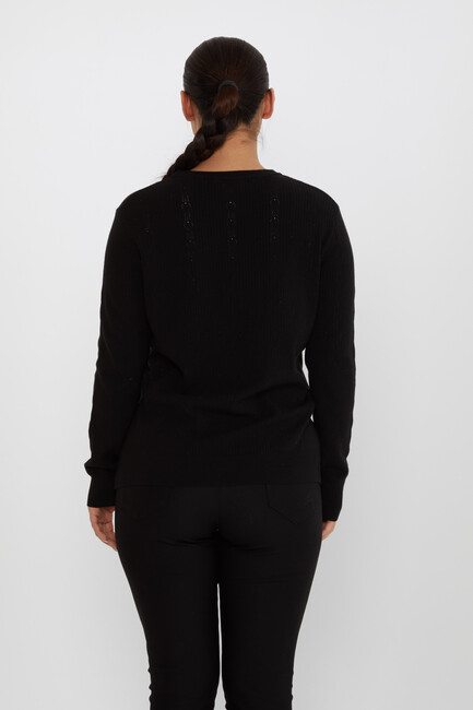 Women's Knitwear Patterned Long Sleeve Black - 31004 | KAZEE - Thumbnail